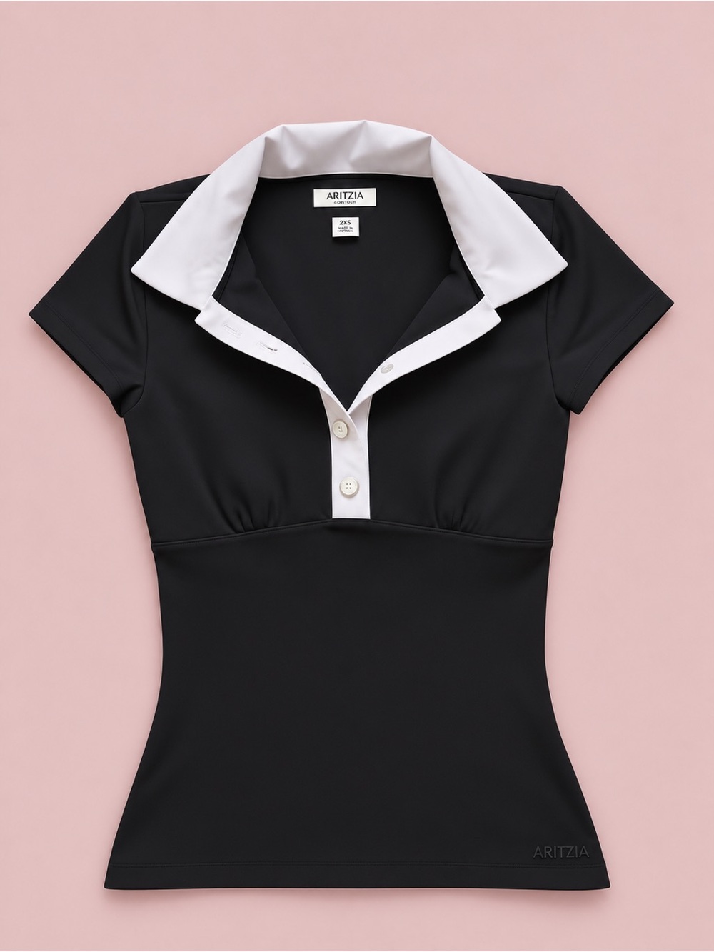 Aritzia Contour Black & White Polo Top 🤍🖤